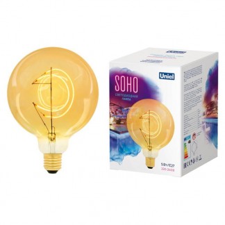Лампа светодиодная филаментная (UL-00007625) Uniel E27 5W 2250K шар золотой LED-SF02-5W/SOHO/E27/CW GOLDEN GLS77GO